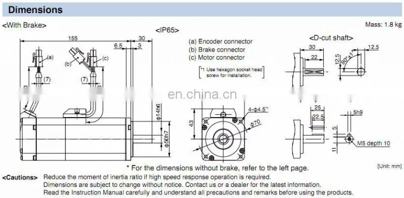 Panasonic 400W servo motor set MHMD042G1U+MBDHT2510E