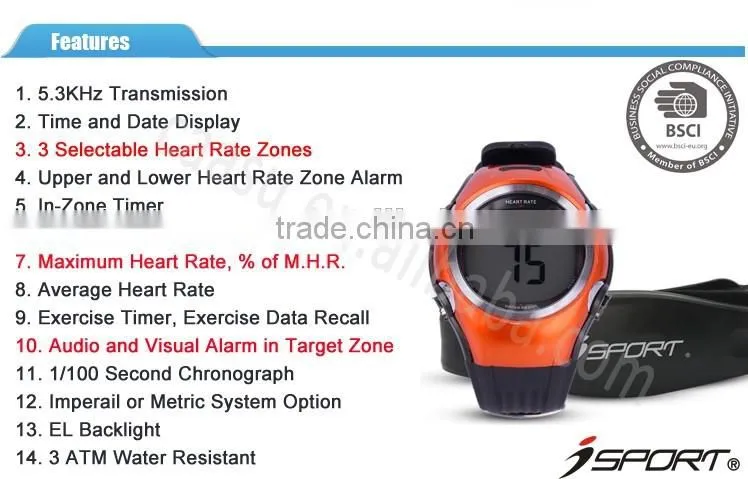 Red Heart Rate Monitor Watch