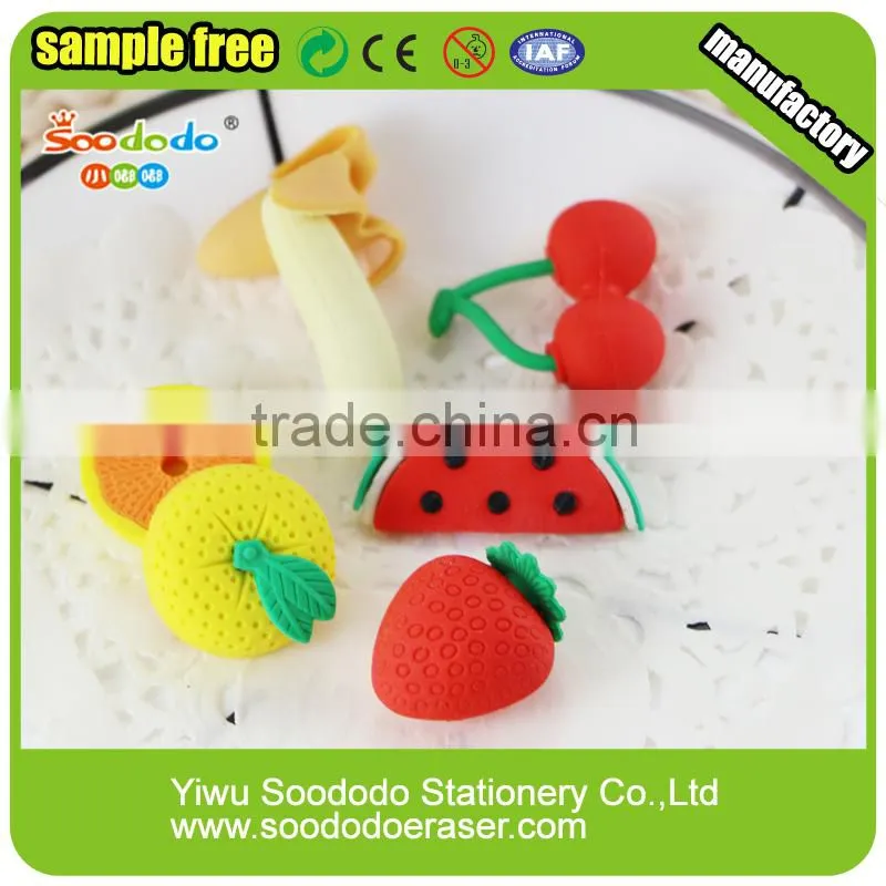 Hotsale 3D Lovely Fruit Shape Rubber Eraser