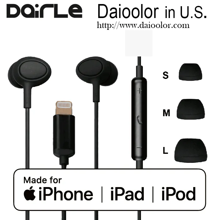 MFi certificated Factory balanced bass sound lightening earphone for iphone 8