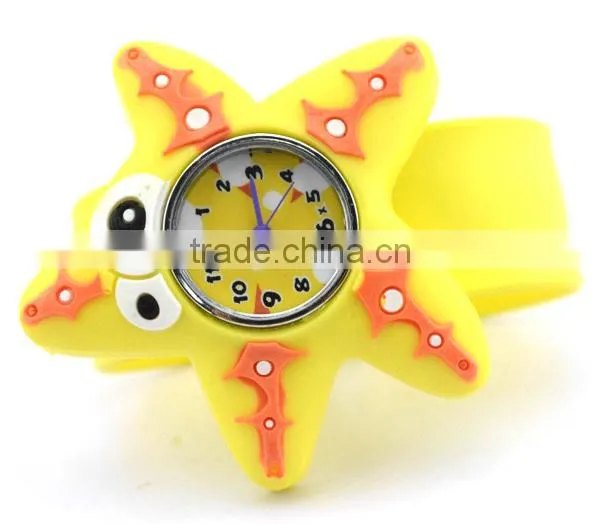 cute starfish slap watch glass face quartz movt silicone strap fancy lady watches for wholesale