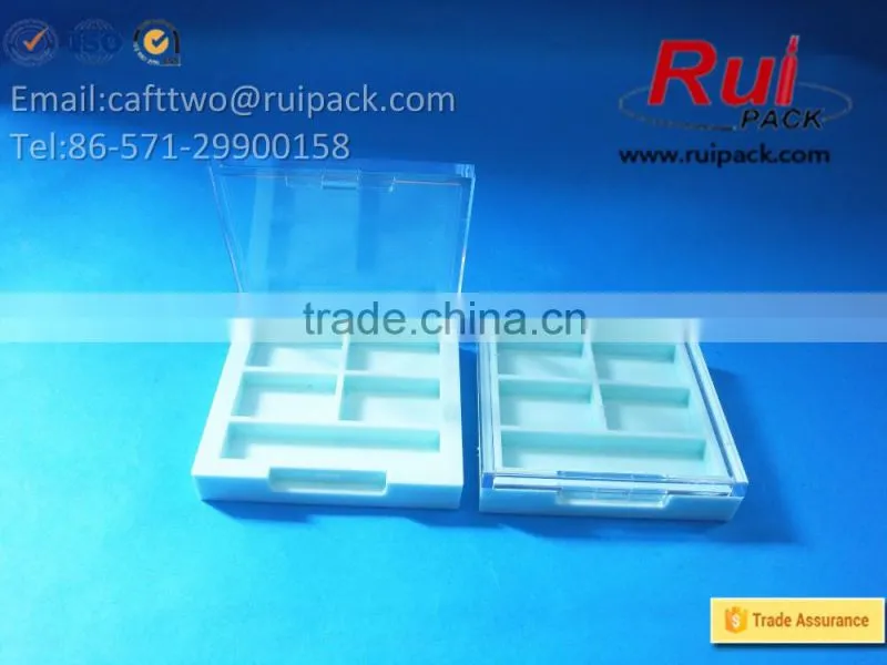 Square light eye shadow case with clear cap, mini small cosmetic eye shadow box