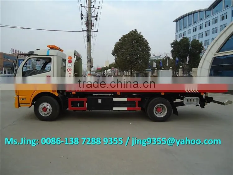 KPT C390 wrecker tow truck 140HP, one drive two flatbed wrecker truck with 5.6m tablet