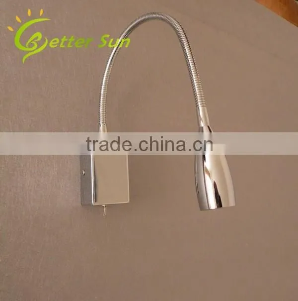 3W Chrome Color With Switch Small LED Wall Light for Bed Reading