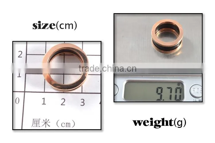 Rose gold ring napkin rings women black ceramic rings stainless steel