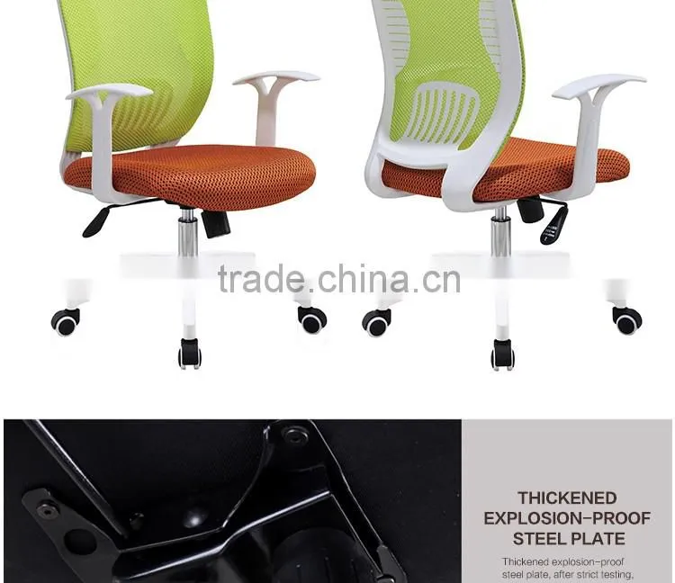 latest durable practical BIFMA middle back mesh SS leg factory customizable direct sell green material office chair
