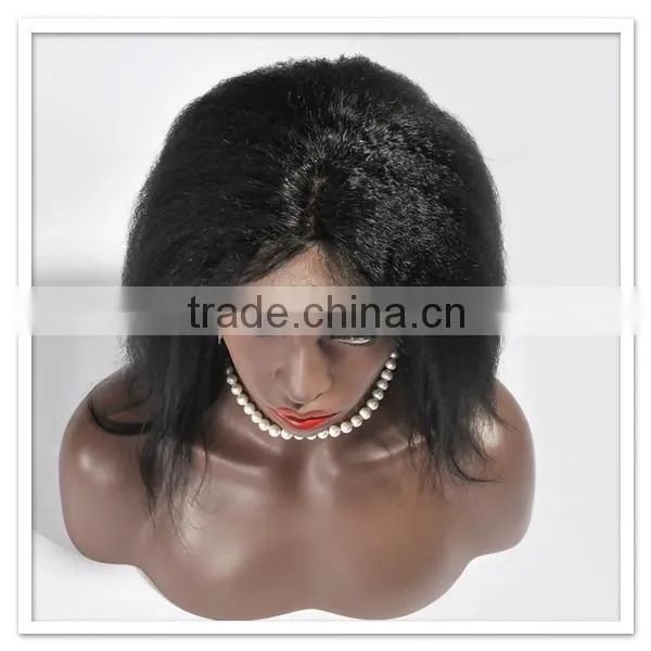 2016 Popular Mongolian kinky curly lace human hair front wig