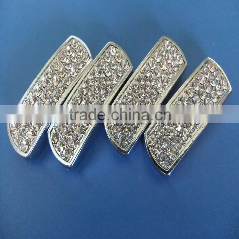 10mm Many Rhinestones Pane Rectangular Block Shape Slide Charms