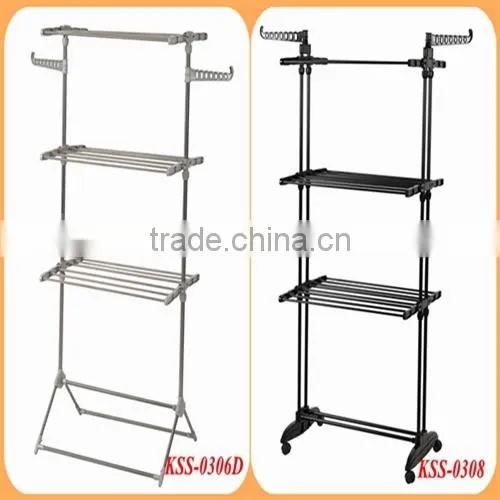 Folding Stainless Steel 3 Tiers Sliding Clothes Rack