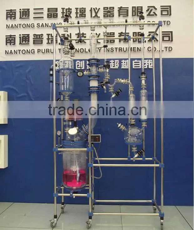 30L Glass Reaction Kettle with Glass Condenser for Rectification