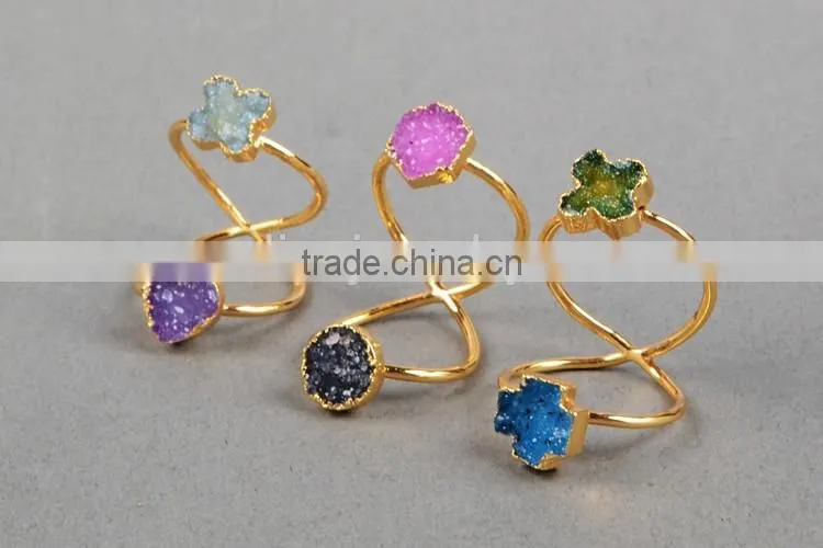 Full finger authentic druzy ring