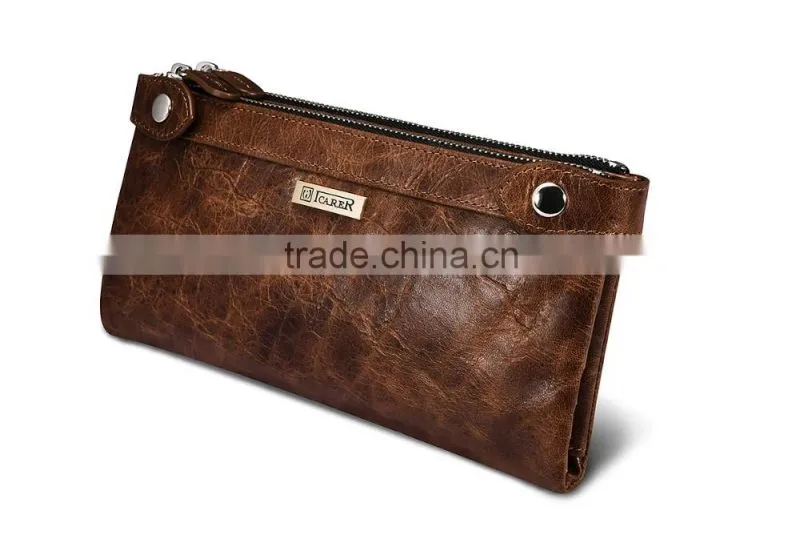 Icarer Luxury Classical zipper Real Leather Handbag Wallet with Card Slot MT-5592