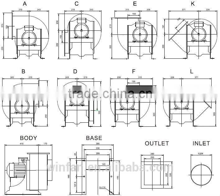 small centrifugal PP fan used for lab