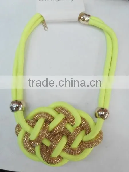 Rope braided neon colored necklace for 2015