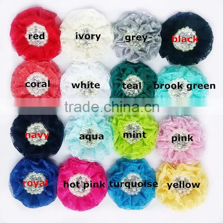 Butterfly shabby trim, pearl chiffon flower