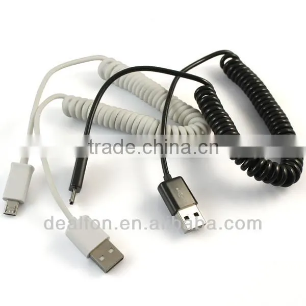 USB A Male to Micro USB B 5Pin Male Spring Retractable Cable For Samsung Htc