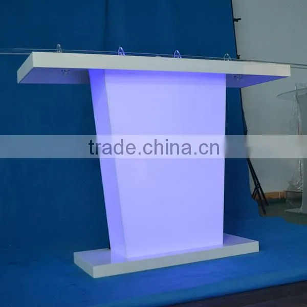 2015 new acrylic table lectern with different color light, high quality podium