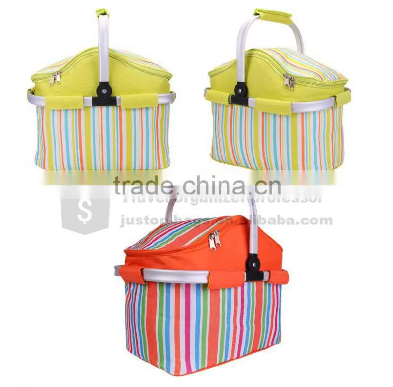 Factory good quality folding picnic basket, picnic cooler bag, cooler basket
