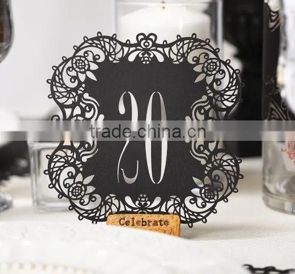 black laser cut table numbers for wedding & wedding favors