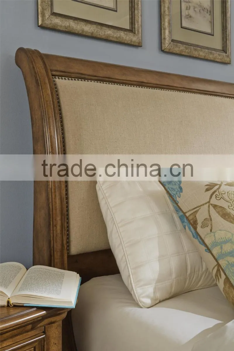 american style Paxton King Sleigh Bed w/ Upholstered Headboard AS-B45