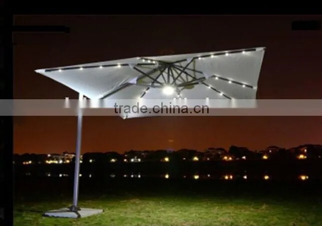 2015 cheapest 3.0m garden patio umbrella with 32 solar led light