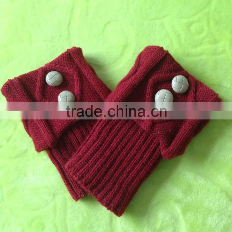 Button Decorated Fashion Boot Socks Acrylic Crochet Women Boot Socks