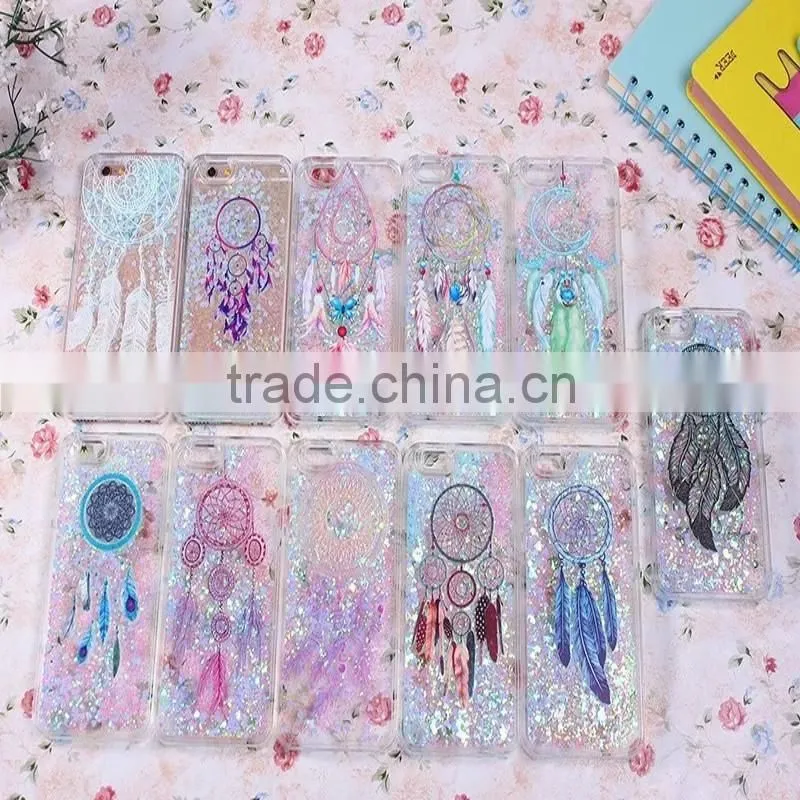 Beautiful Quicksand Phone Case Liquid Style Transparent Back in Colorful PC Case