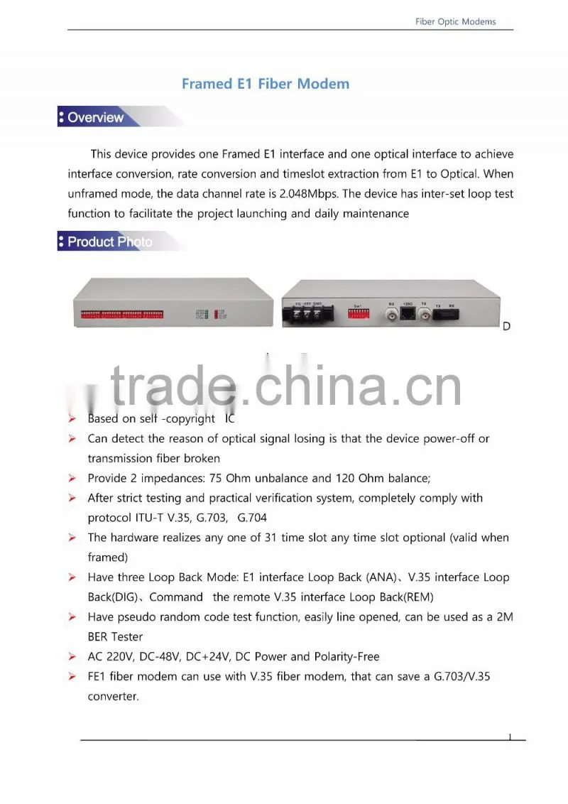 E1 Fiber Converter
