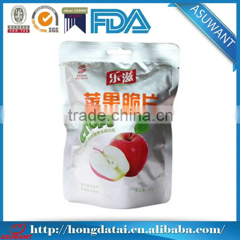 Apple chips packing bag/Plastic bag for snacks/Food packing pouch