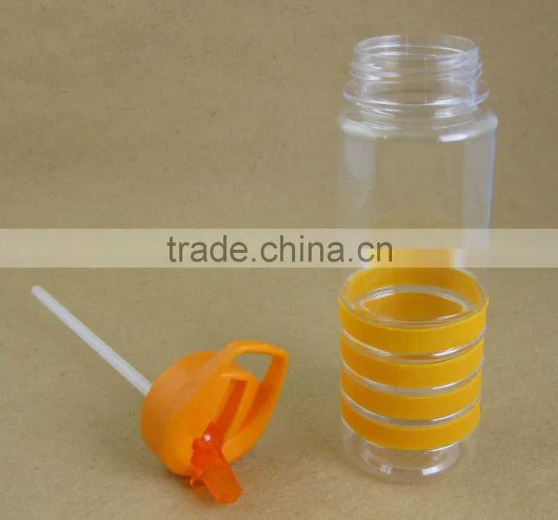 Promotional 24 Oz. Banded Gripper plastic Bottle with Straw