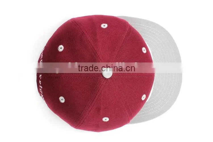 off- white visor deep red 3D embroidery 6 panel custom made hats