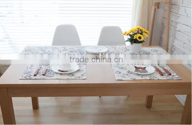 Hot sale cotton linen canvas fabric wedding table runner with printed pattern