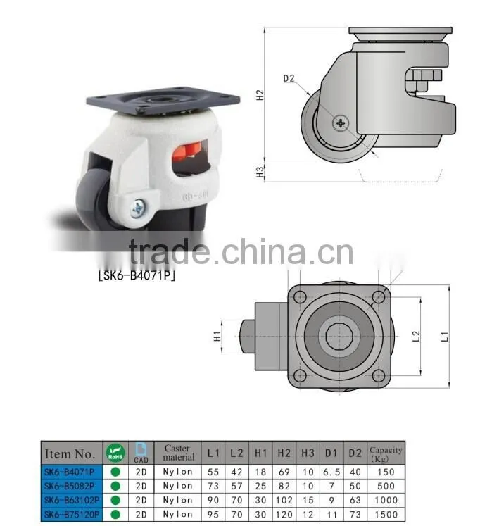 Manufacturing SK6-B4071P horizontal adjustable caster wheel