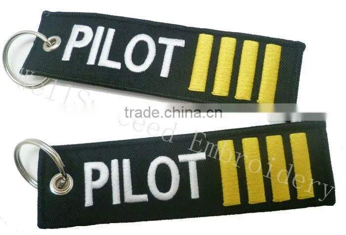 Pilot Embroidery Keychain/key tag/keyring