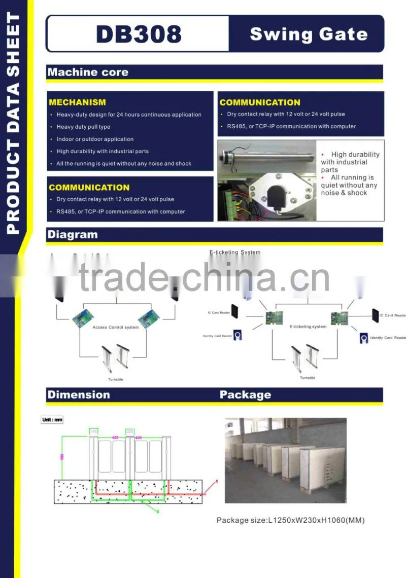 high speed barrier gate access control system swing barrier wing gate