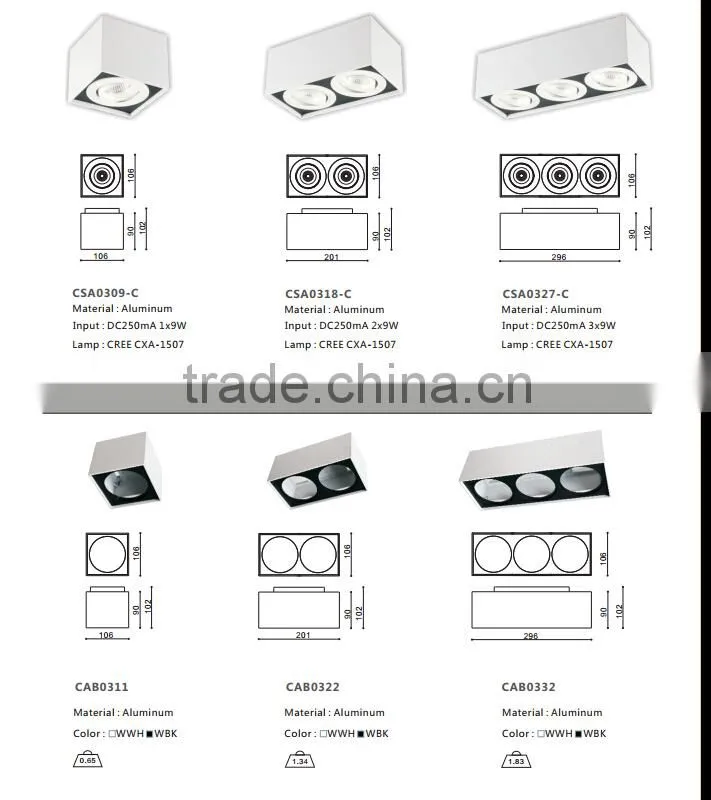 New fashion modern cob square led spot ceiling light16w