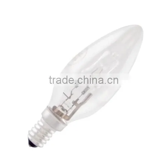 42W CE ROHS glass body halogen c35 bulb e14