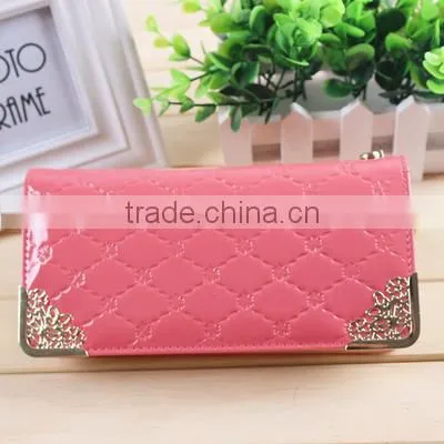 Cheap wholesale colorful lady use top grade exquisite leather lady wallet with metal decoration ,lady wallet manufacturer