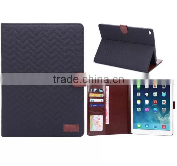 Fashion Luxury Grid Soft Leather Case For iPad Air 2