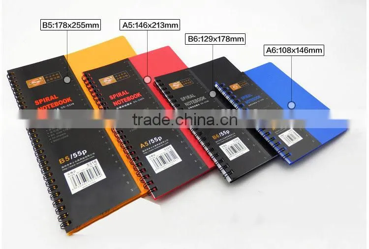 2015 color plastic PP spiral bound Journal notebook diary with measurement