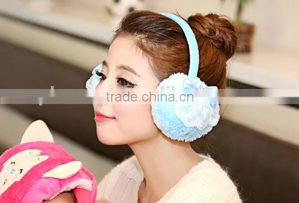 winter fur earmuff with lace