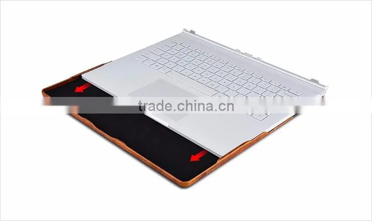 ICARER Genuine Leather Case for Microsoft Surface Book Detachable Flip Cover with Stand Function