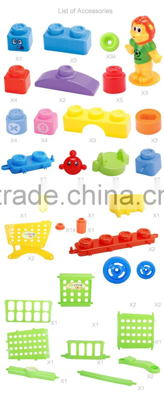 108PCS creative building blocks cart toys plastic kids blocks toys