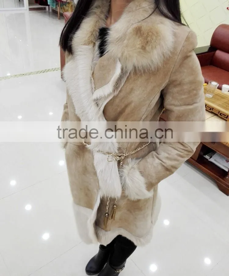 wholesale price one fur coat for women / sheep leather jacket