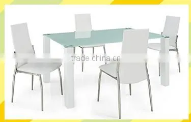metal frame wood surface luxury tempered glass dining table, heavy-duty metal glass dining table and chairs