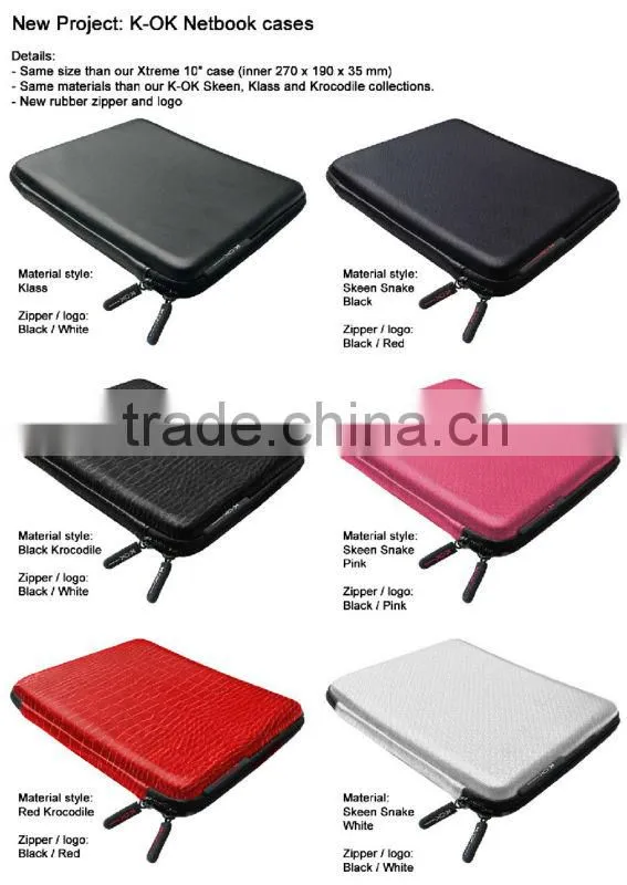 K-OK Strong Hard Zipper PU bag cases with EVA interlayer for ipad, exported to EURO