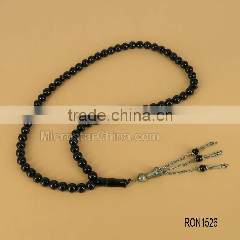 Black agate gemstone 66 pcs 8mm islamic misbaha tesbih tasbih prayer beads