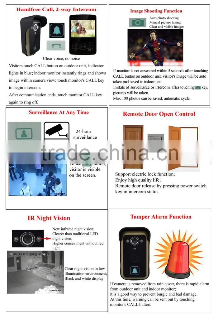 Elegant Two Way Communication Video Door Phone with Night Vision Camera