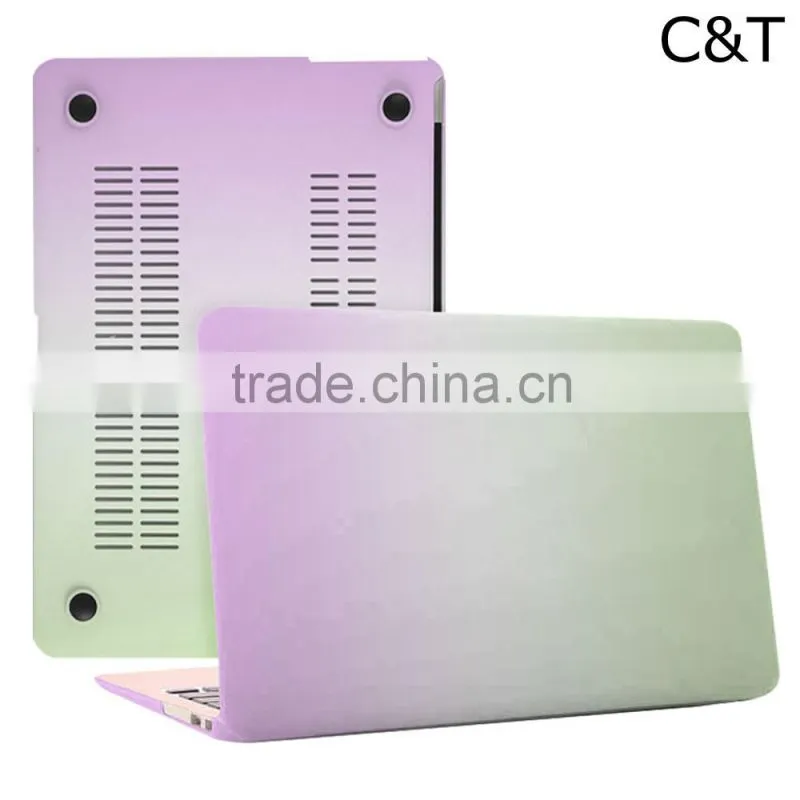 C&T Orange + Green Rainbow Rubberized Hard Case Cover for Macbook Pro 15.4"