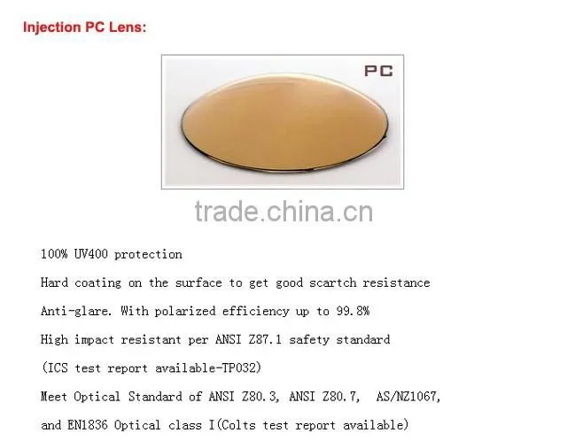 polycarbonate sunglasses PC injection lenses